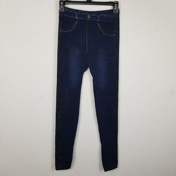 Soho Girls Cotton Blend "Faux" Denim Jean Leggings - Picture 1 of 9